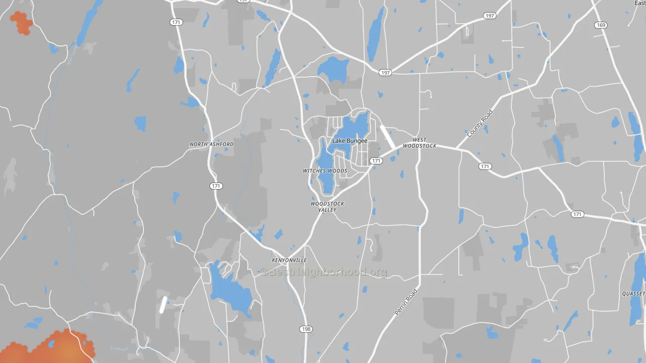 Bike Grade map of Woodstock Valley, CT