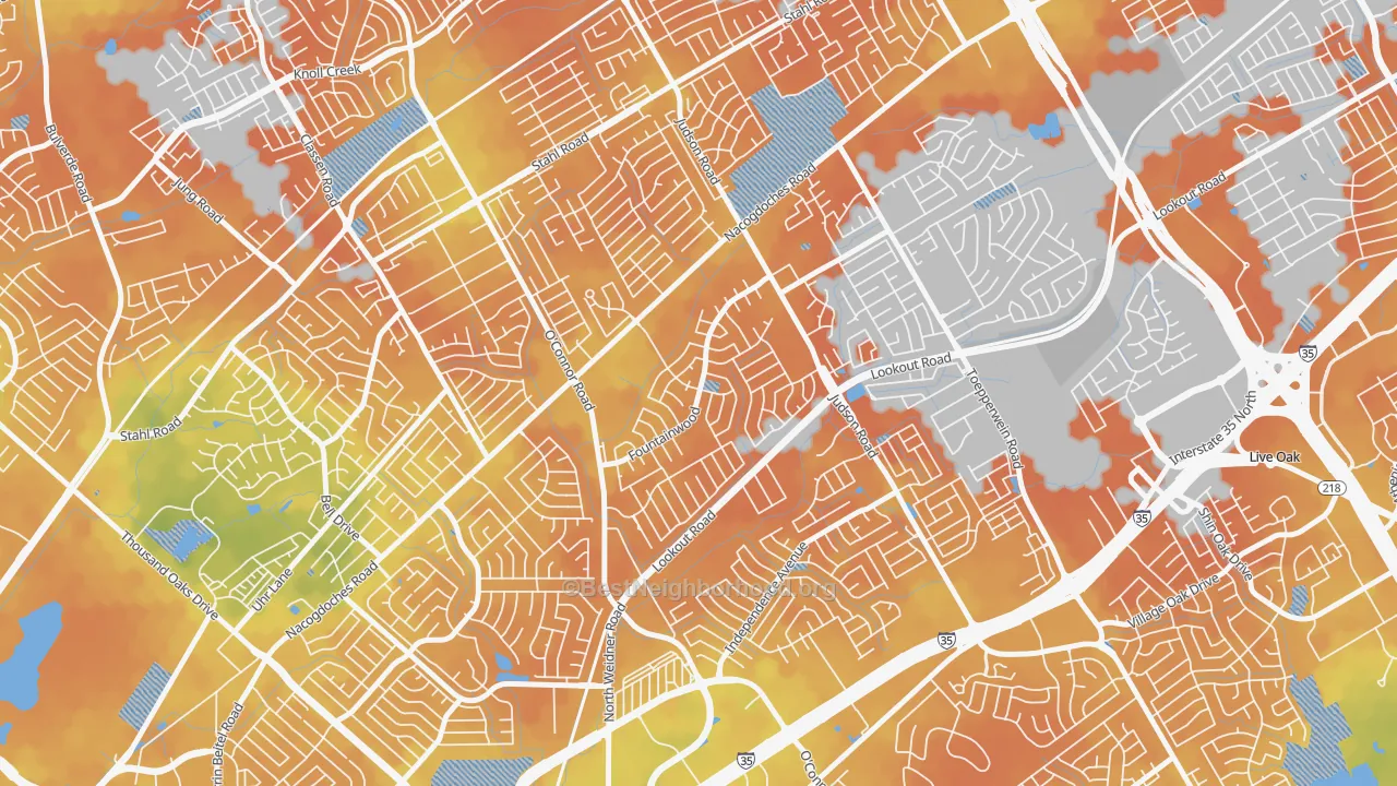 Bike Grade map of Woodstone, San Antonio, TX