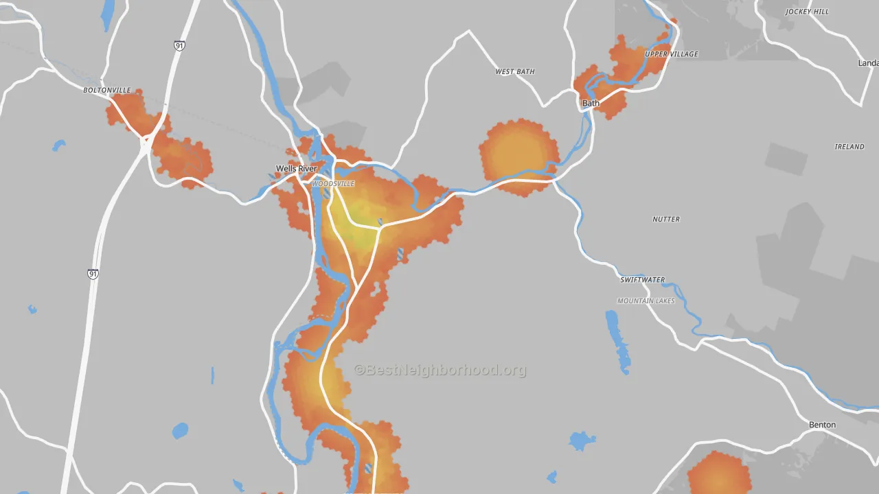 Bike Grade map of Woodsville, NH