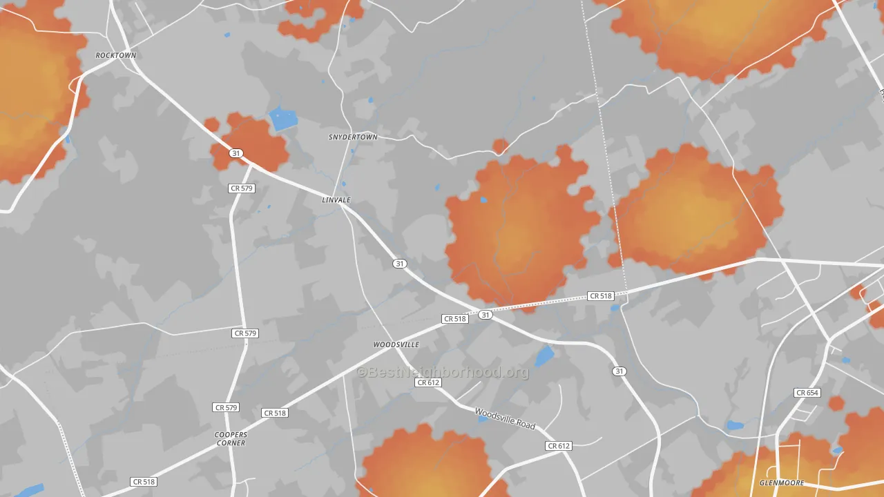 Bike Grade map of Woodsville, NJ