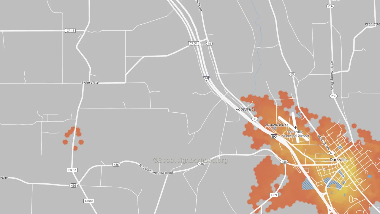 Bike Grade map of Woodsville, NY