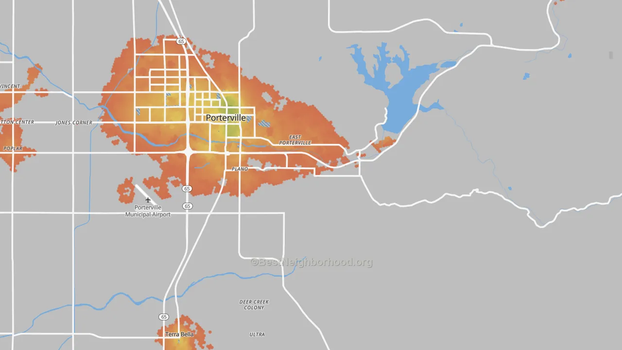 Bike Grade map of Woodville, CA