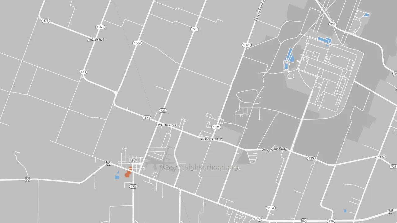 Bike Grade map of Woodville, KY