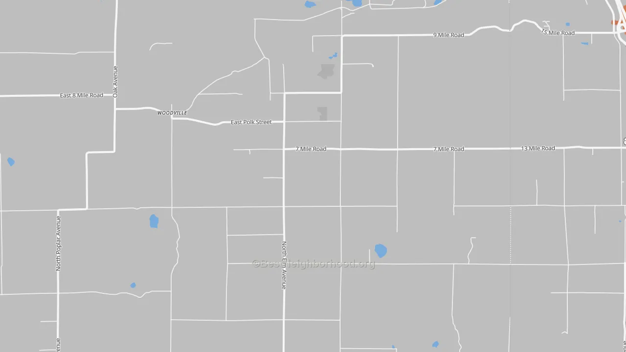 Bike Grade map of Woodville, MI
