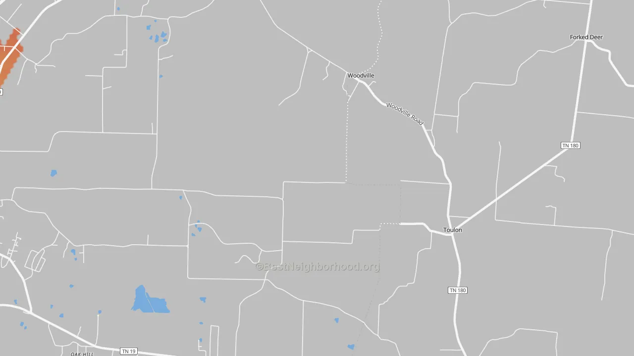 Bike Grade map of Woodville, TN
