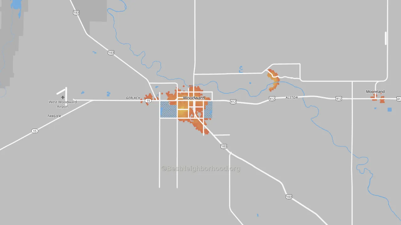 Bike Grade map of Woodward County, OK