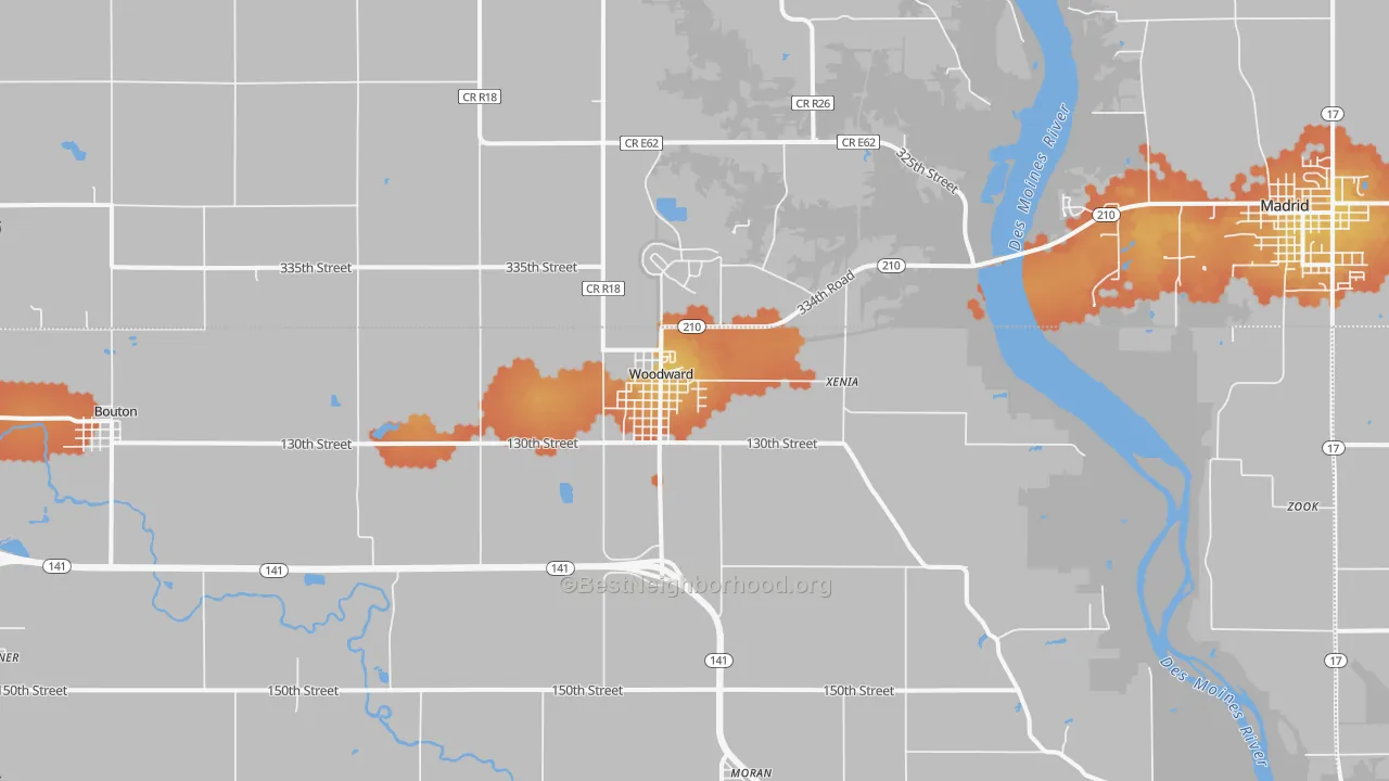 Bike Grade map of Woodward, IA