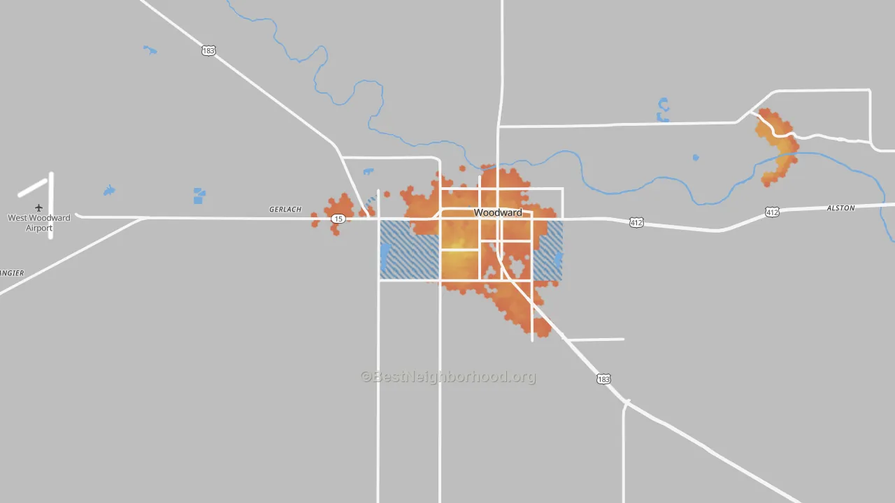 Bike Grade map of Woodward, OK