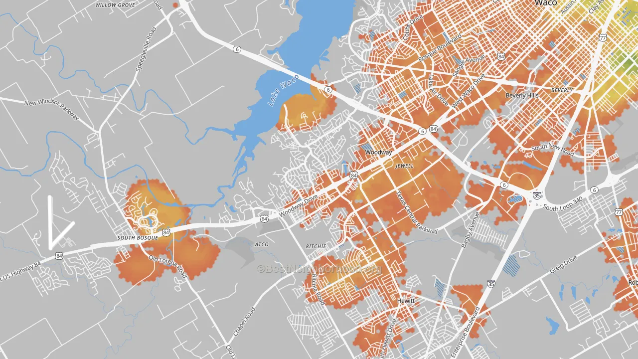 Bike Grade map of Woodway, TX