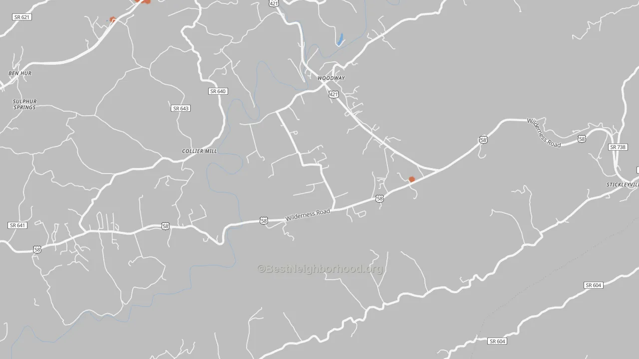 Bike Grade map of Woodway, VA