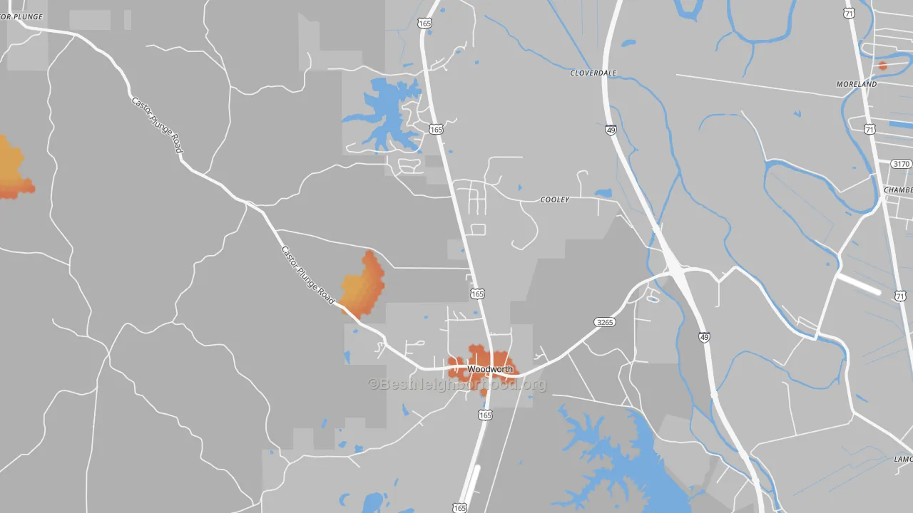 Bike Grade map of Woodworth, LA