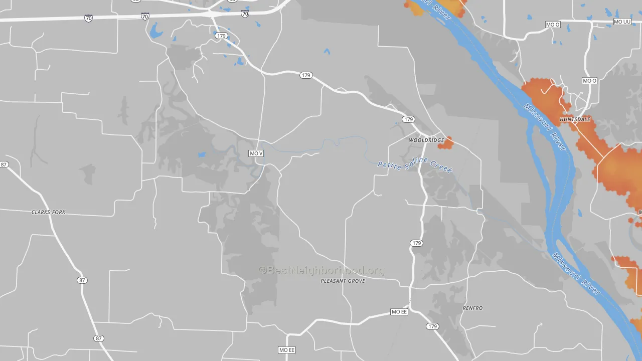 Bike Grade map of Wooldridge, MO