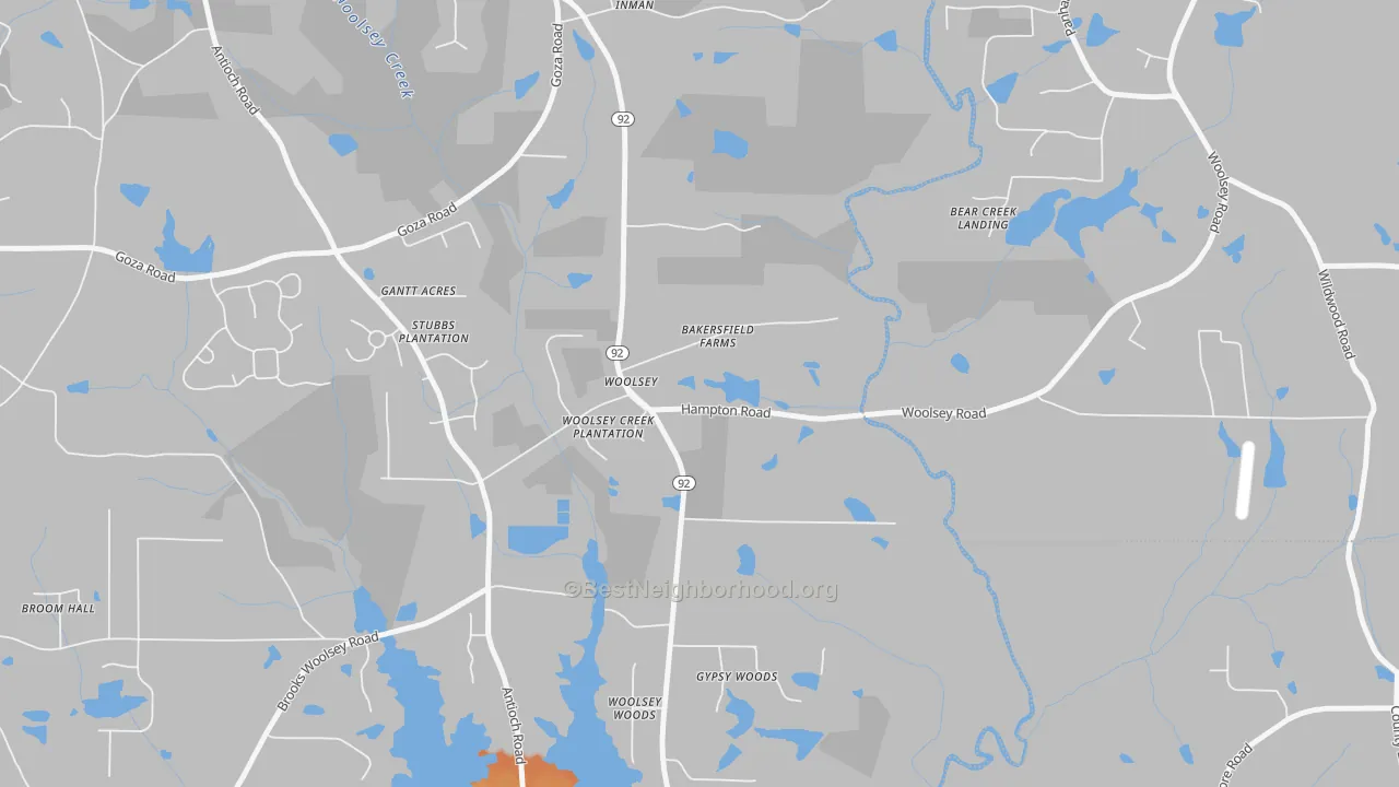Bike Grade map of Woolsey, GA