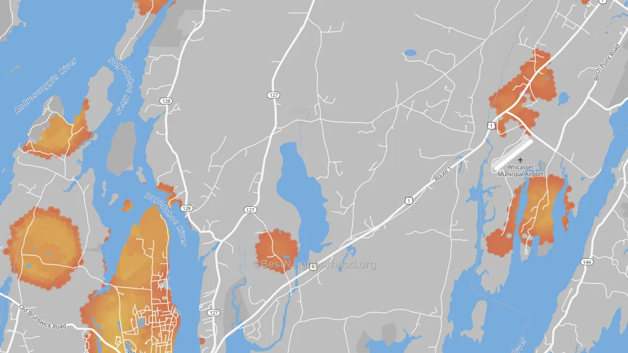Bike Grade map of Woolwich, ME