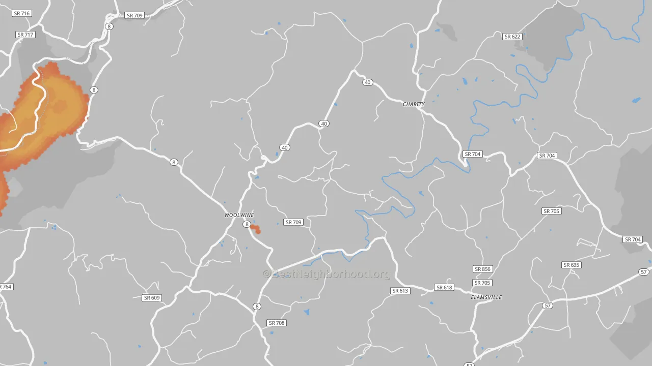 Bike Grade map of Woolwine, VA