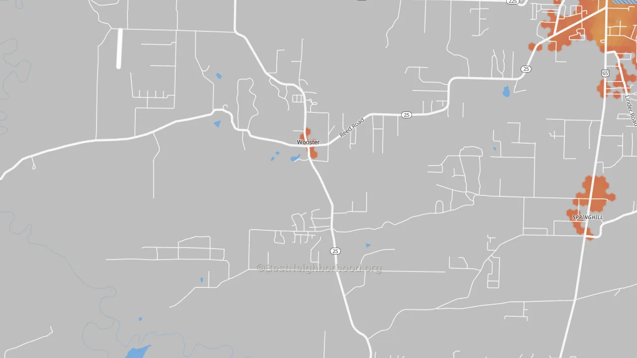 Bike Grade map of Wooster, AR