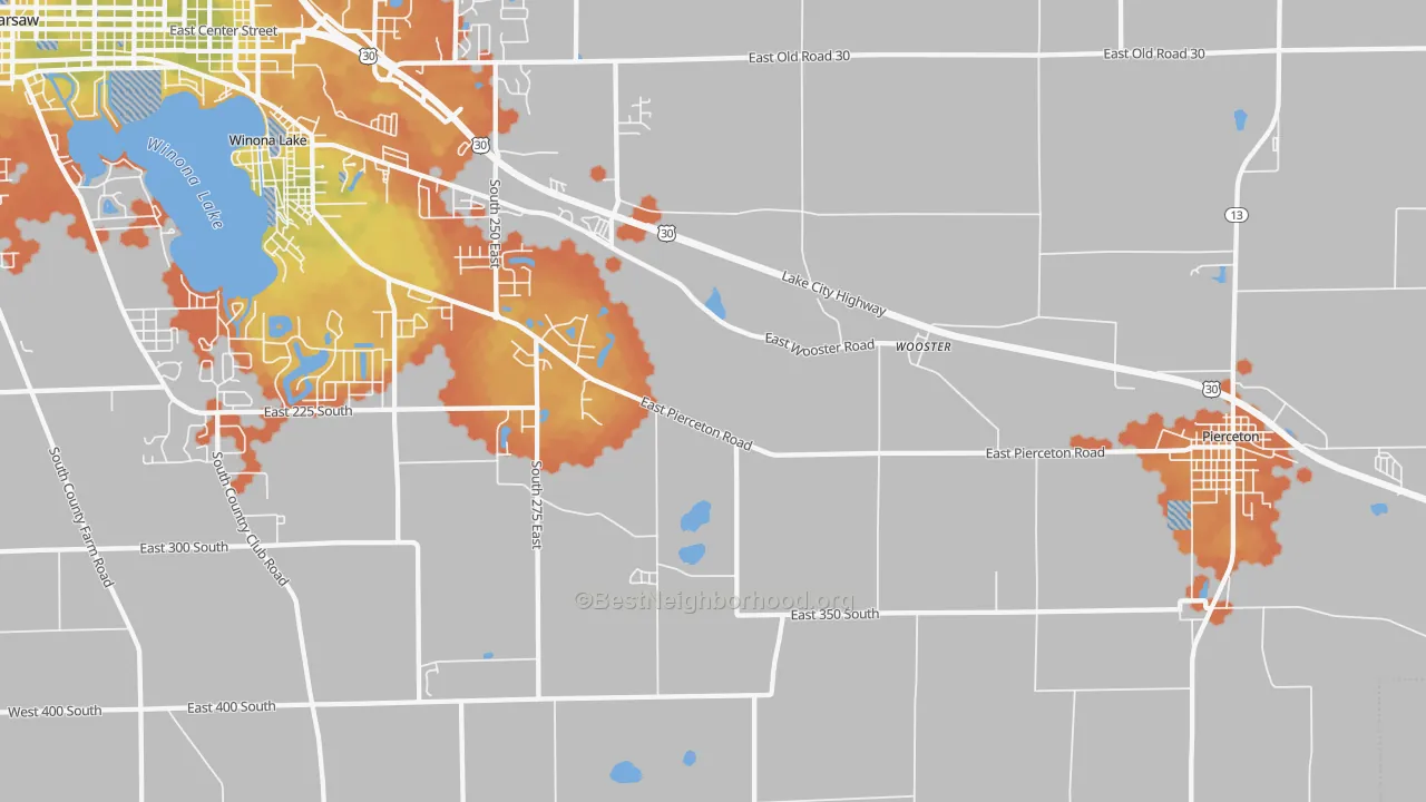Bike Grade map of Wooster, IN