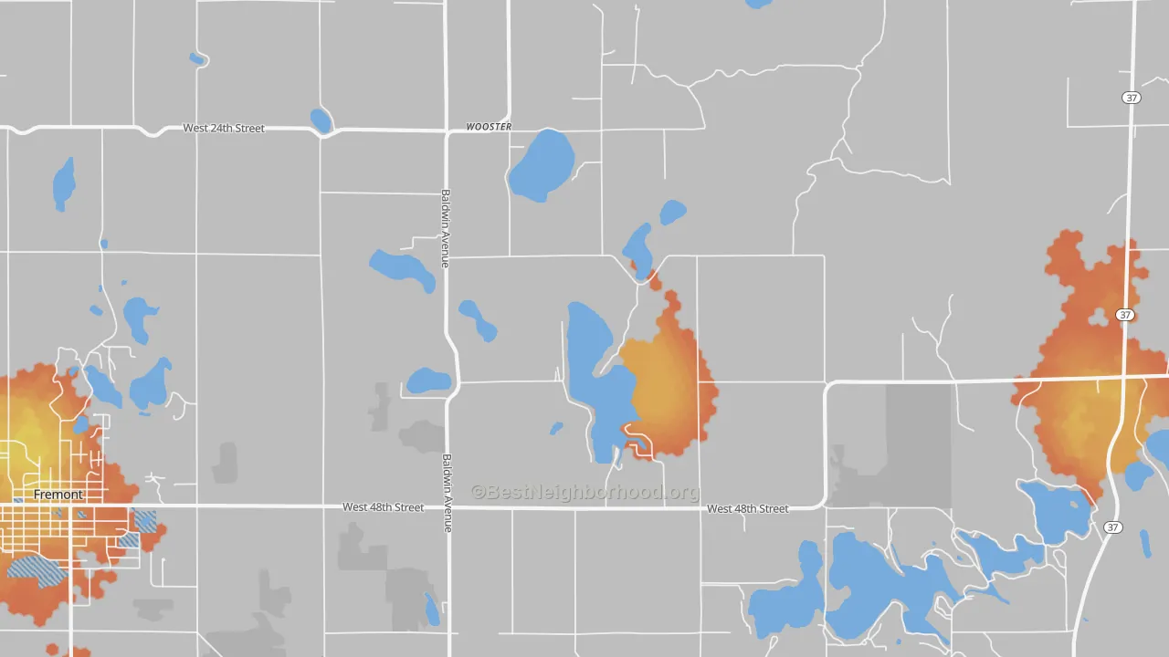 Bike Grade map of Wooster, MI