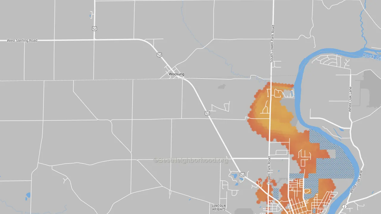 Bike Grade map of Woosung, IL