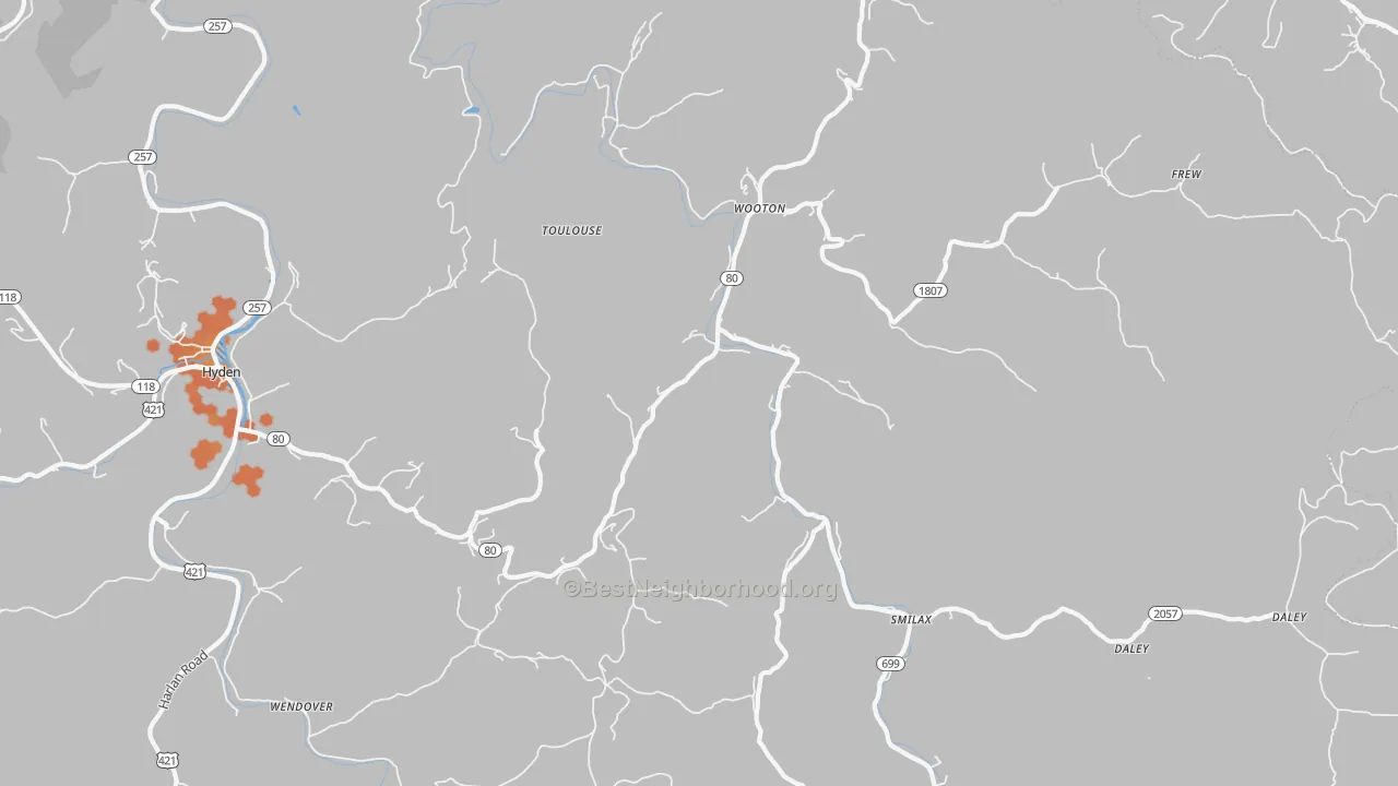 Bike Grade map of Wooton, KY