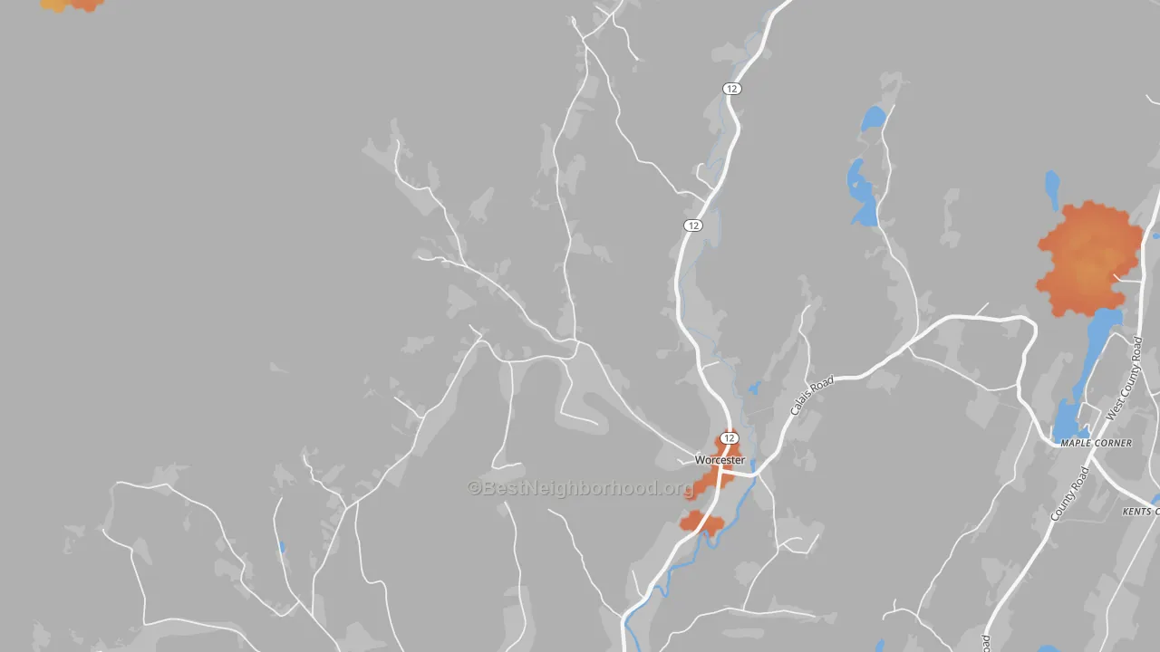 Bike Grade map of Worcester, VT