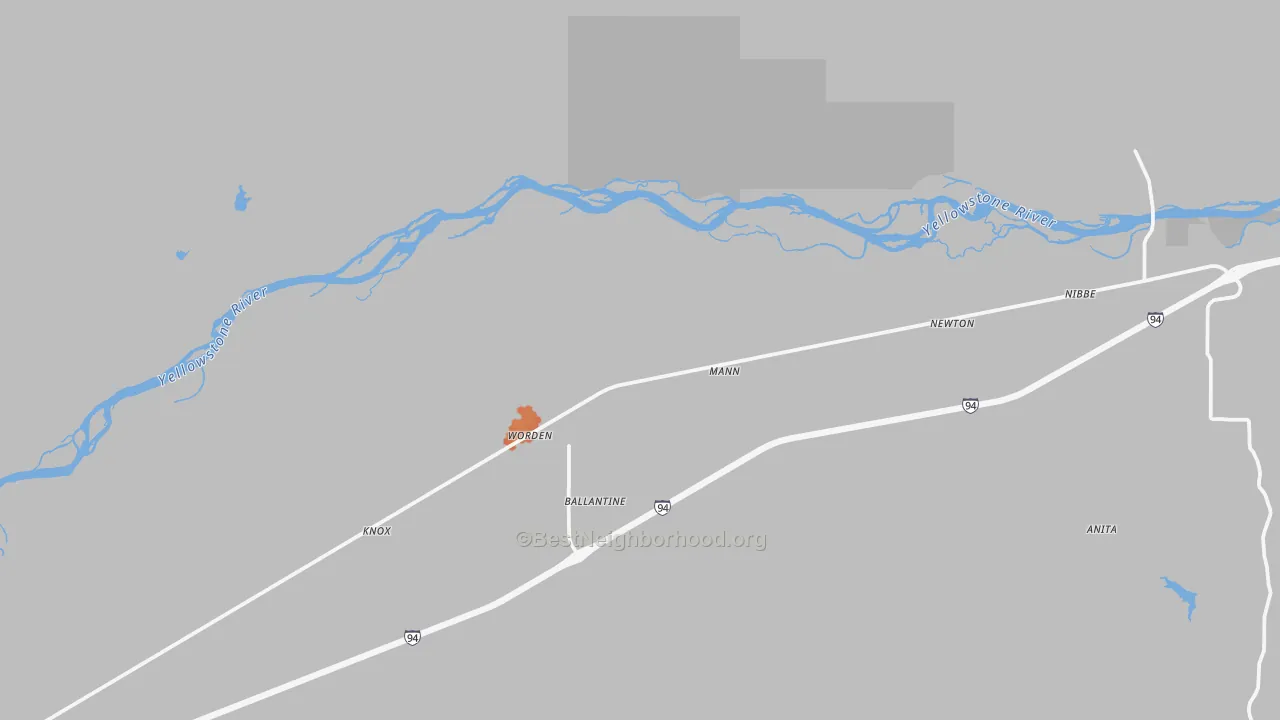 Bike Grade map of Worden, MT