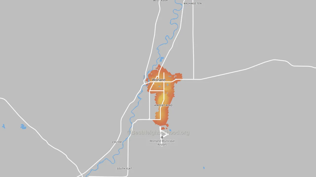 Bike Grade map of Worland, WY