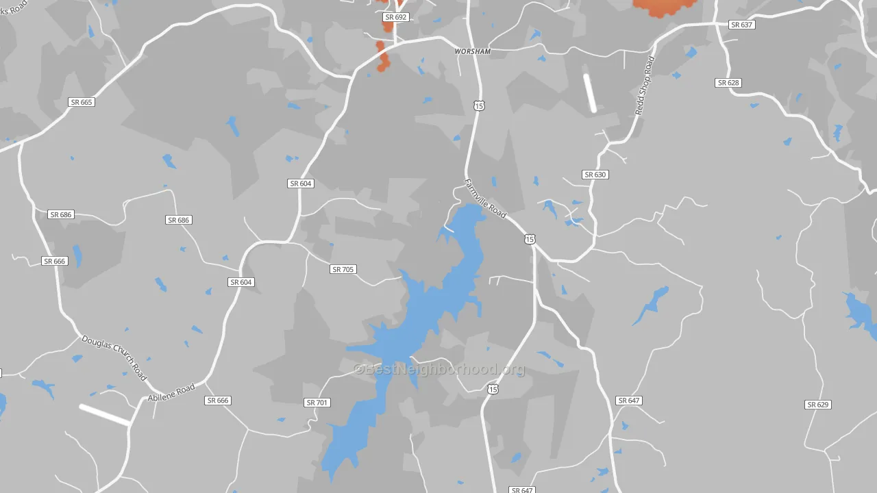 Bike Grade map of Worsham, VA