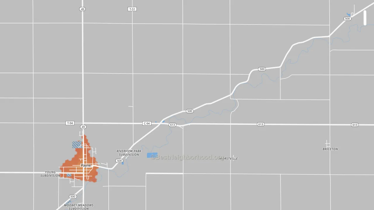 Bike Grade map of Worstville, OH