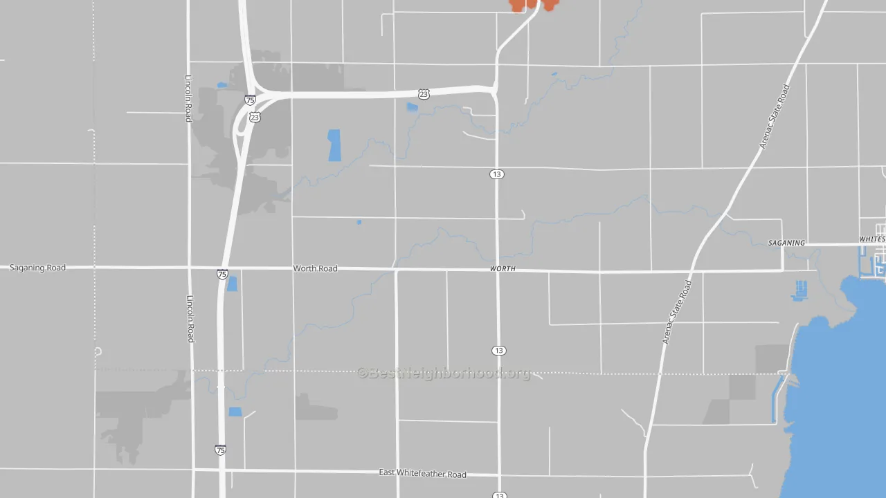 Bike Grade map of Worth, MI