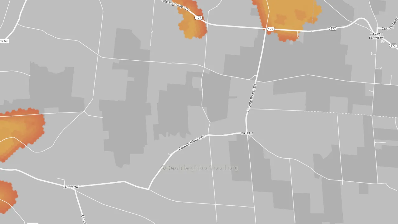 Bike Grade map of Worth, NY