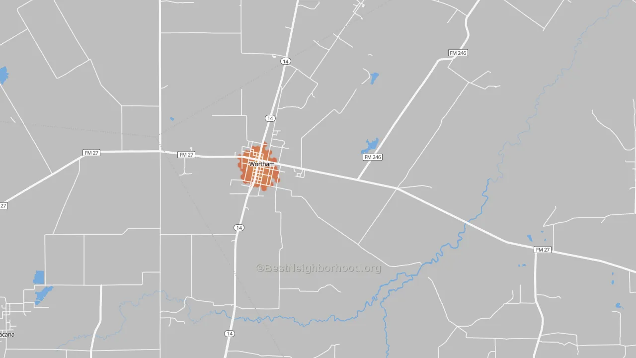 Bike Grade map of Wortham, TX