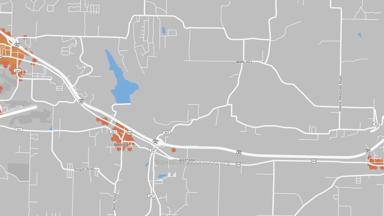 Bike Grade map of Worthen, AR