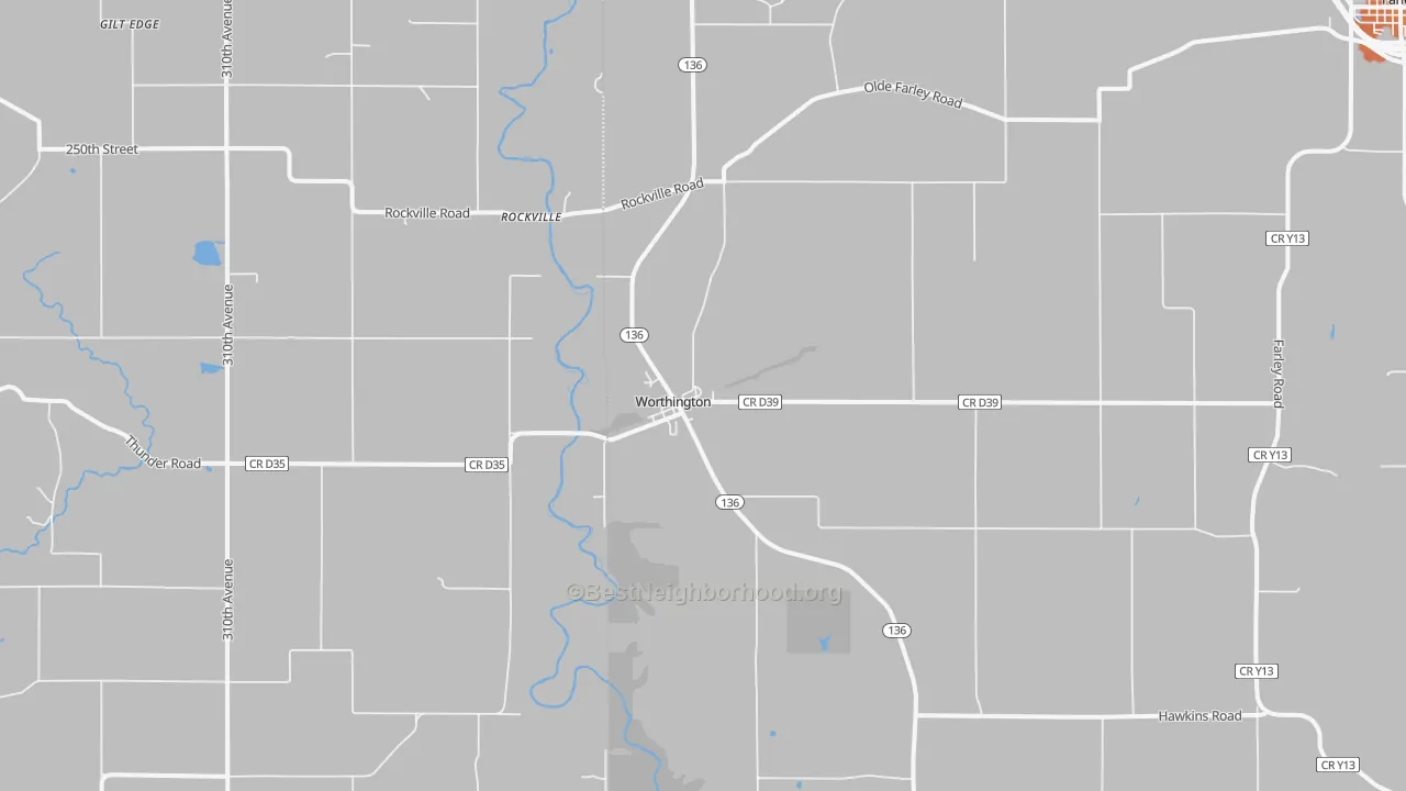 Bike Grade map of Worthington, IA