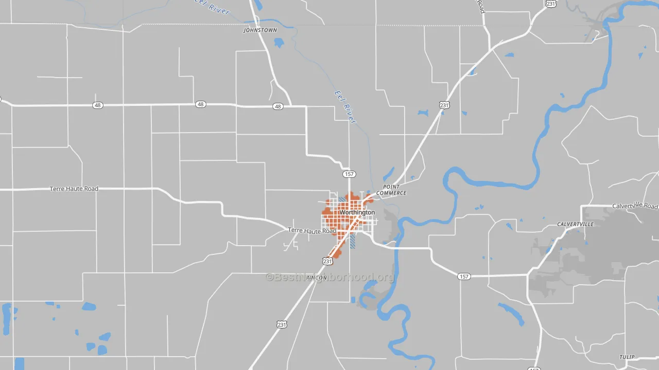 Bike Grade map of Worthington, IN
