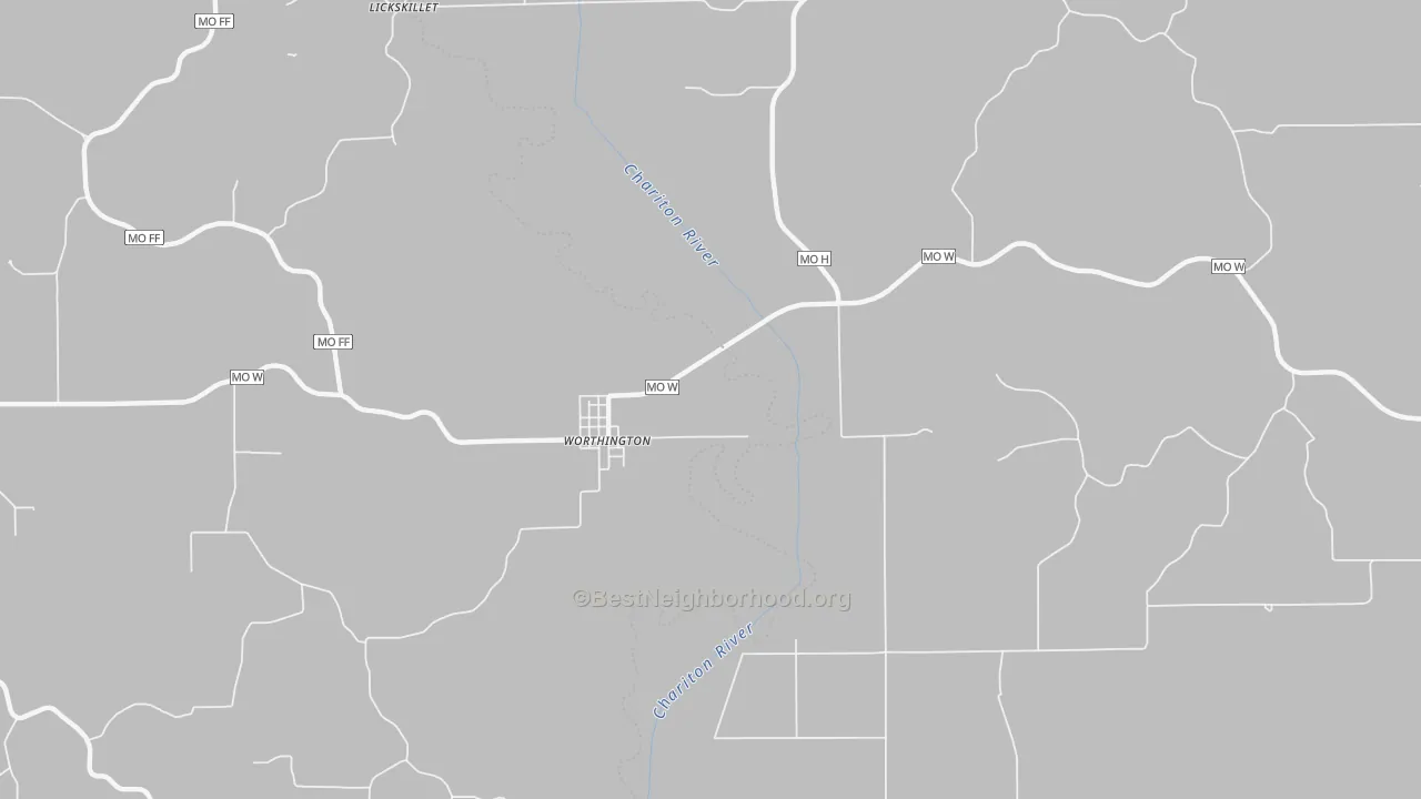 Bike Grade map of Worthington, MO