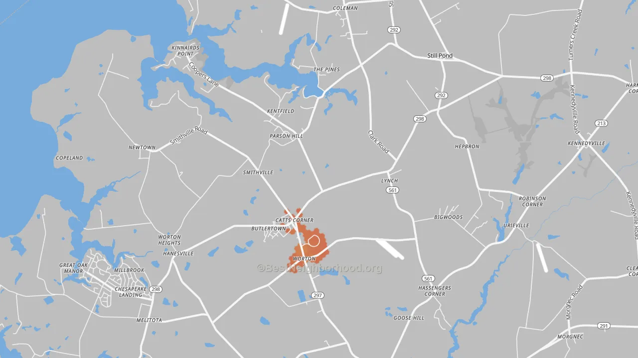Bike Grade map of Worton, MD