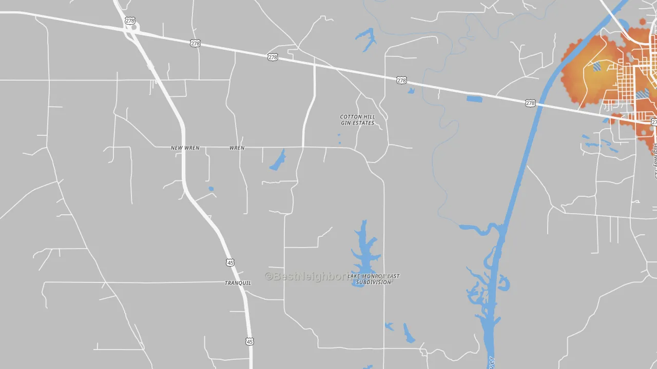 Bike Grade map of Wren, MS