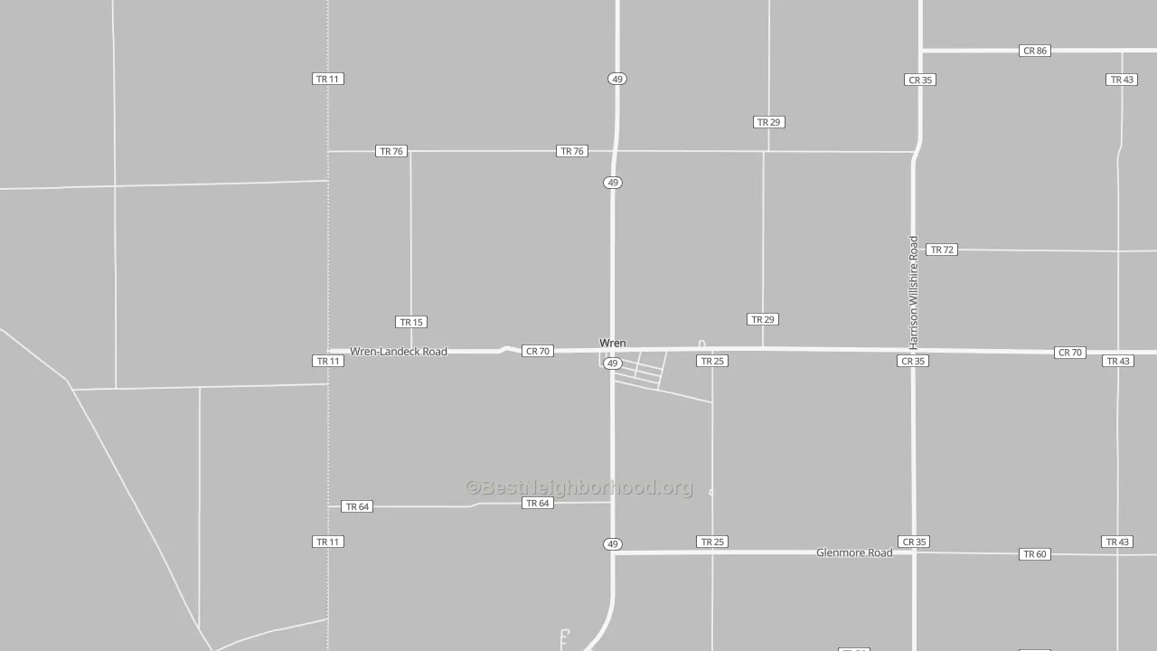 Bike Grade map of Wren, OH
