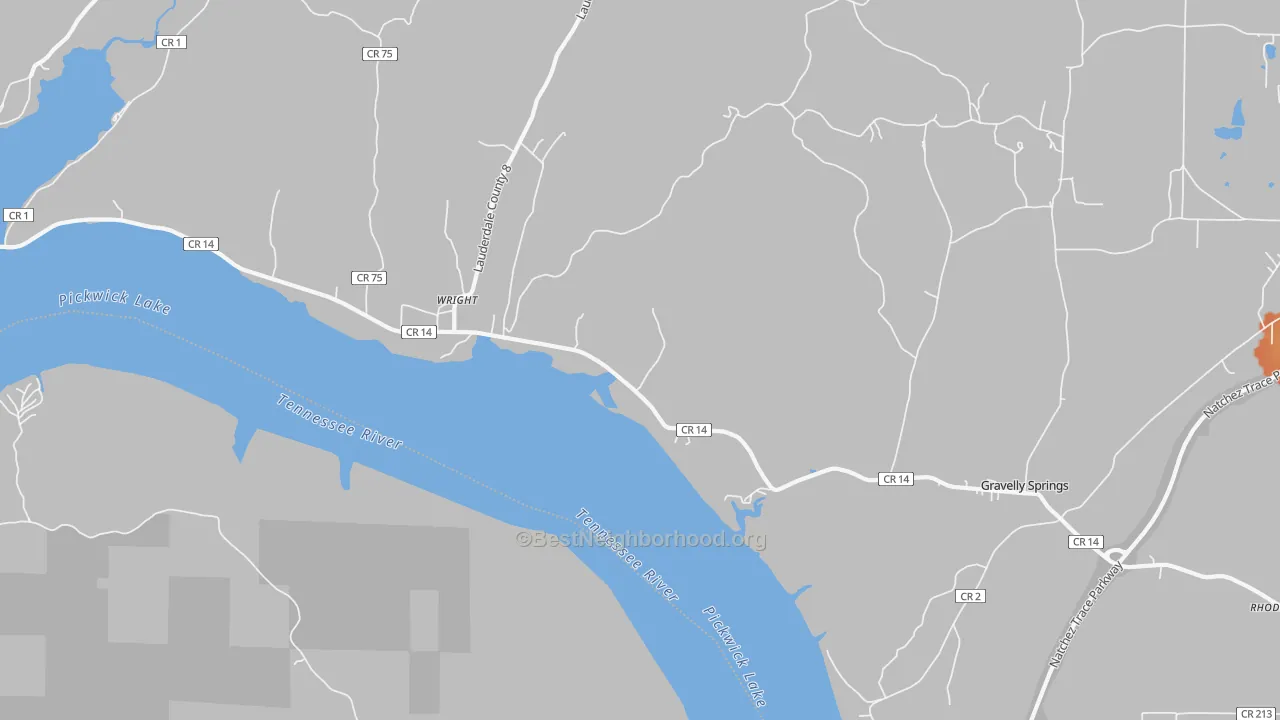 Bike Grade map of Wright, AL