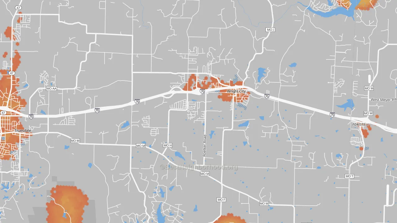 Bike Grade map of Wright City, MO