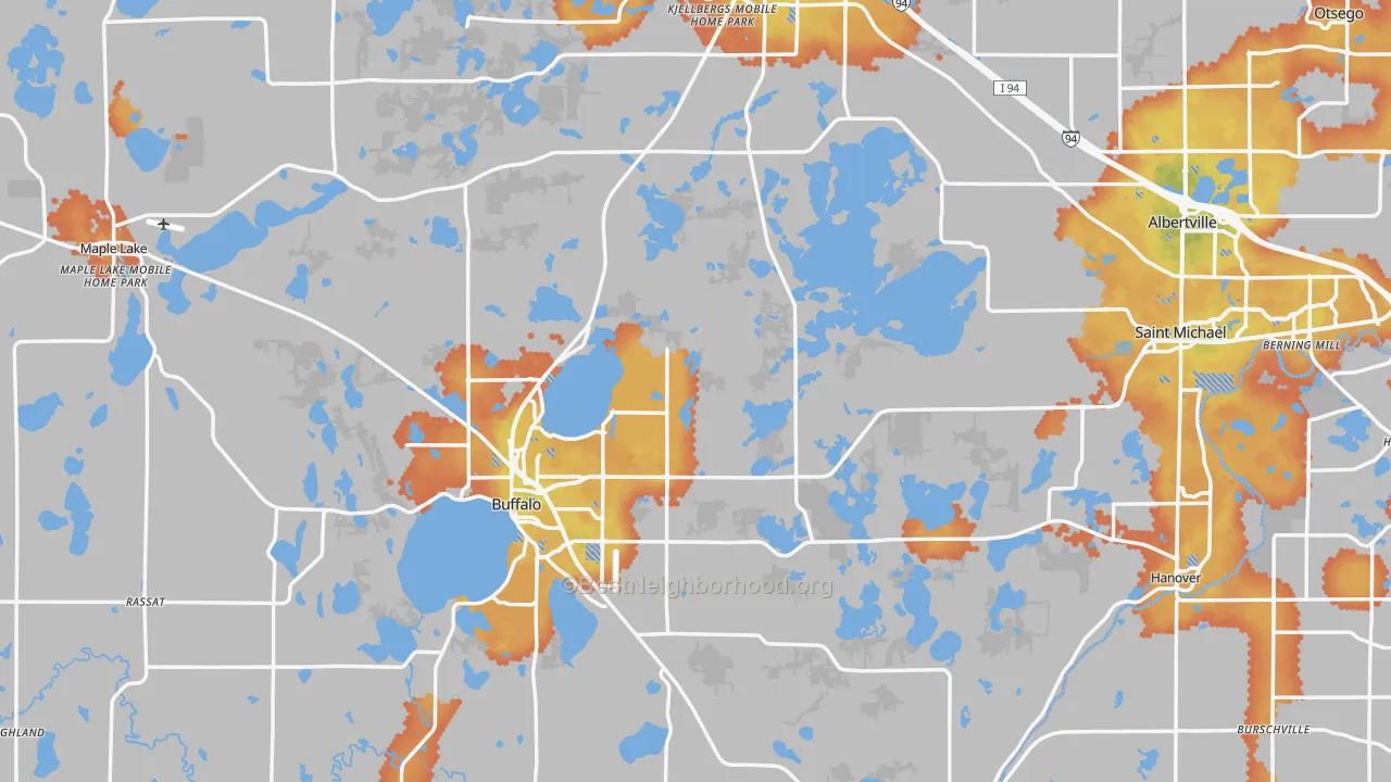 Bike Grade map of Wright County, MN