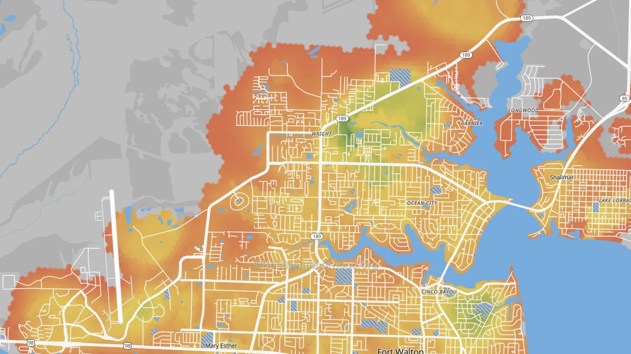 Bike Grade map of Wright, FL