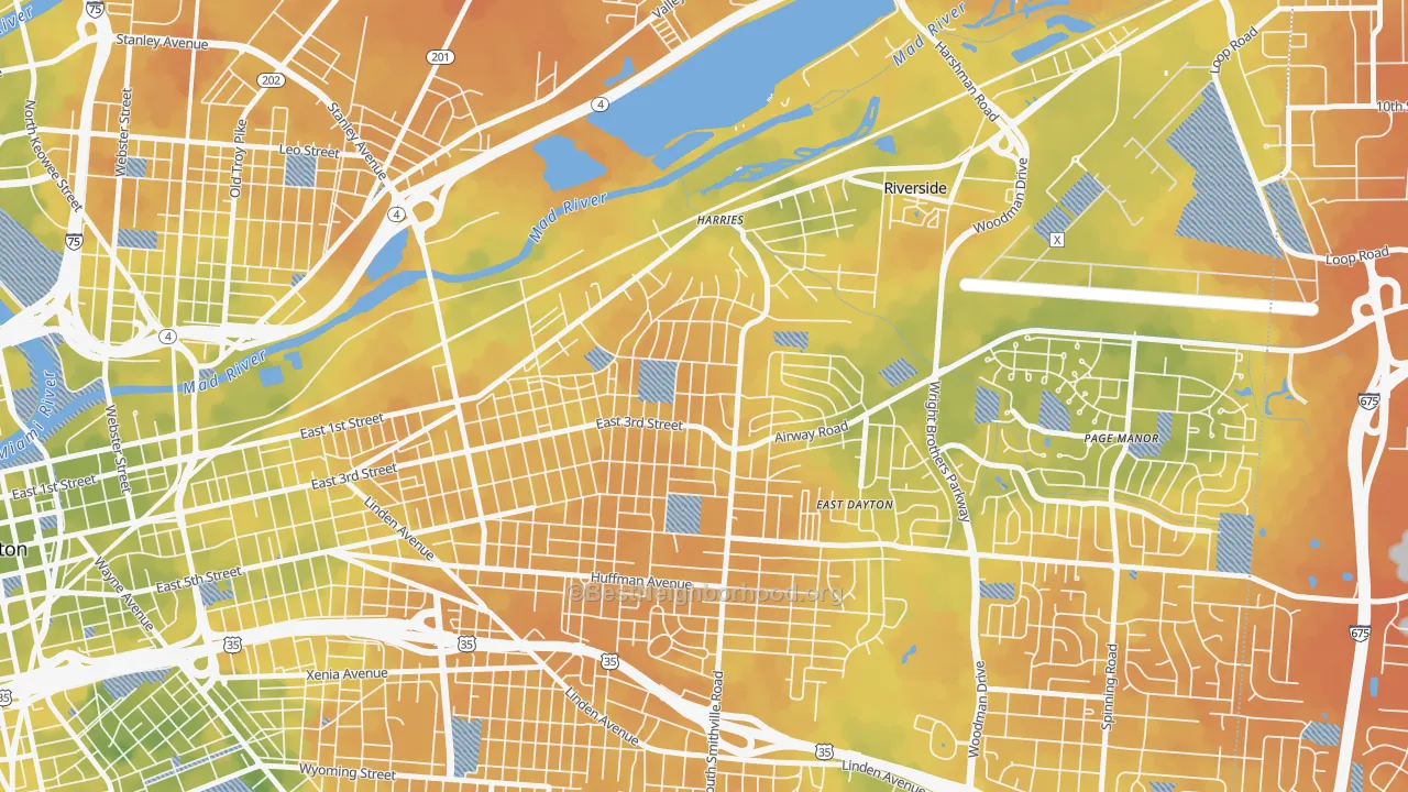 Bike Grade map of Wright View, Dayton, OH