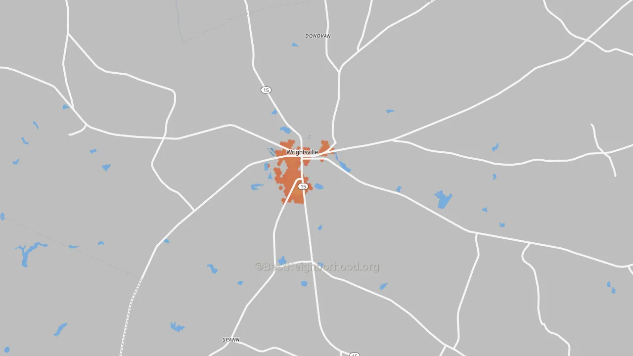 Bike Grade map of Wrightsville, GA