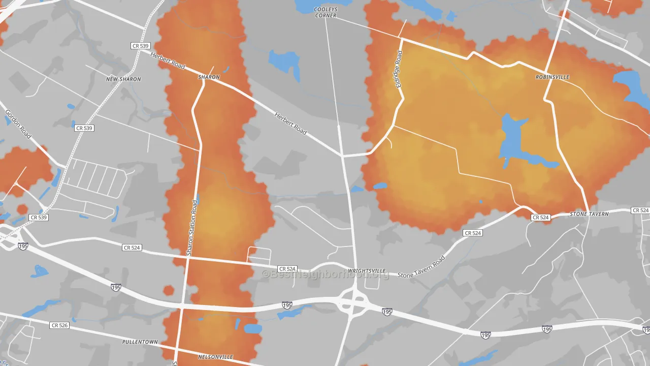 Bike Grade map of Wrightsville, NJ
