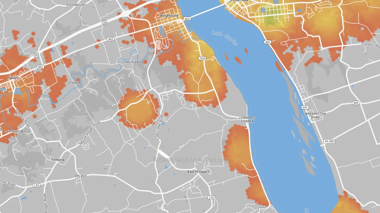 Bike Grade map of Wrightsville, PA