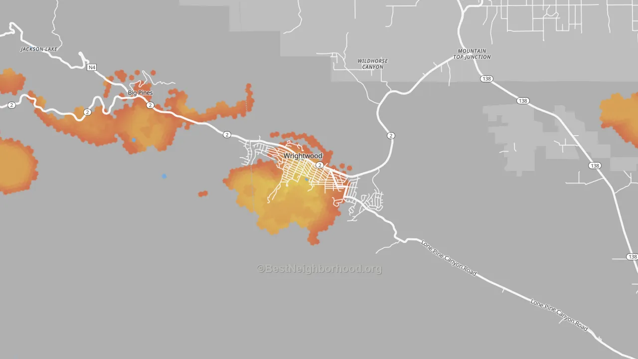 Bike Grade map of Wrightwood, CA