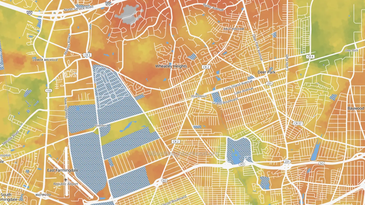 Bike Grade map of Wyandanch, NY