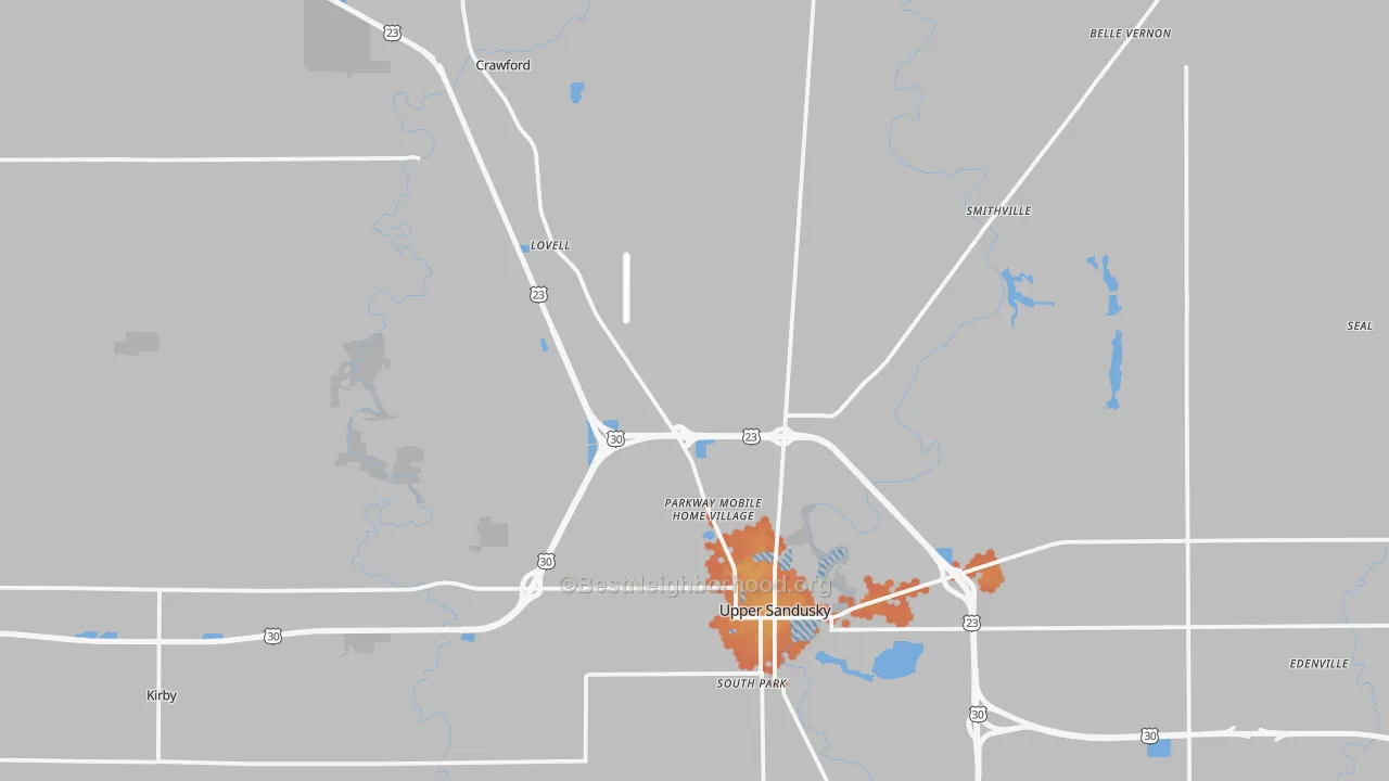 Bike Grade map of Wyandot County, OH